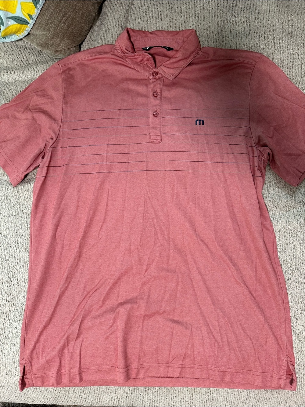 Travis Mathew Dusty Rose Polo with Subtle Stripe